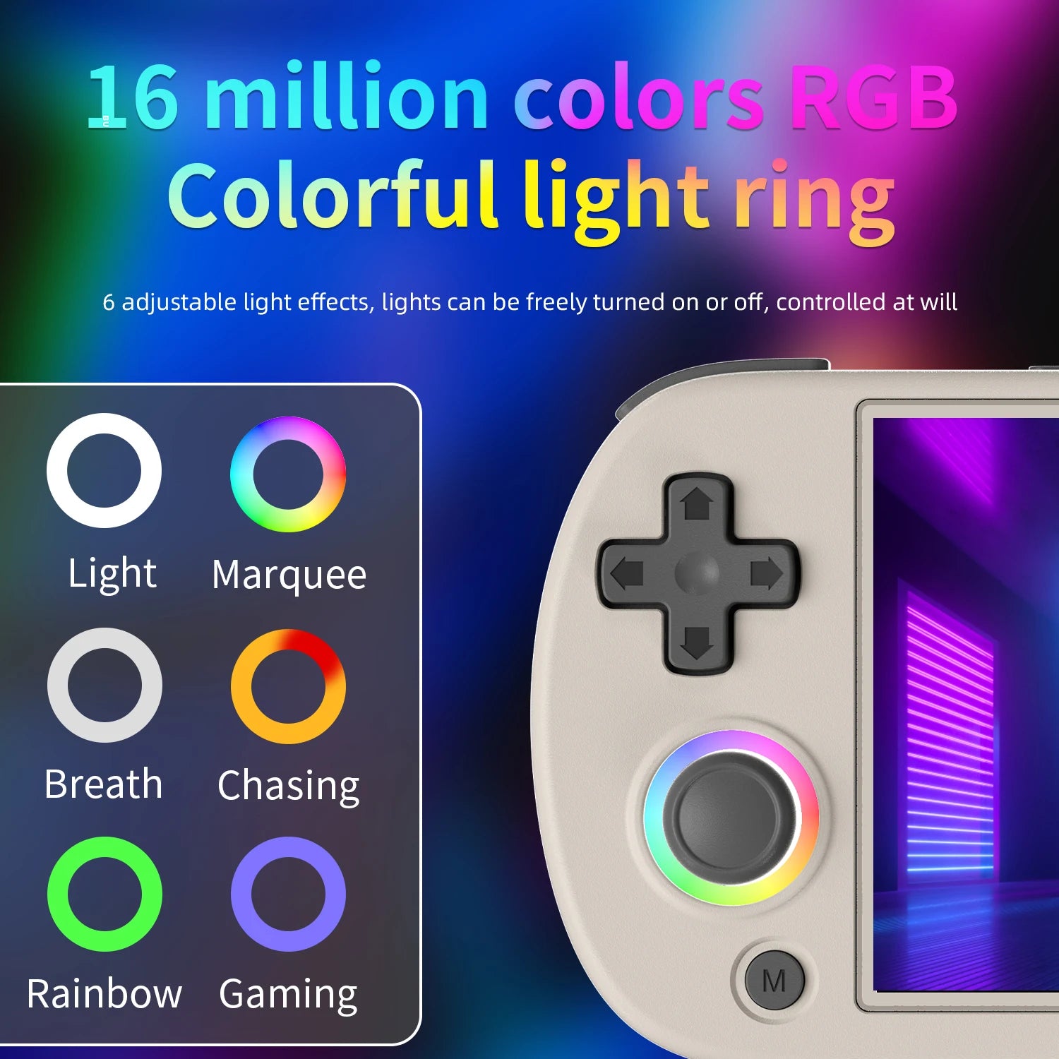 Portable Retro Handheld Game Console – 64GB, 5000+ Games, RGB Light