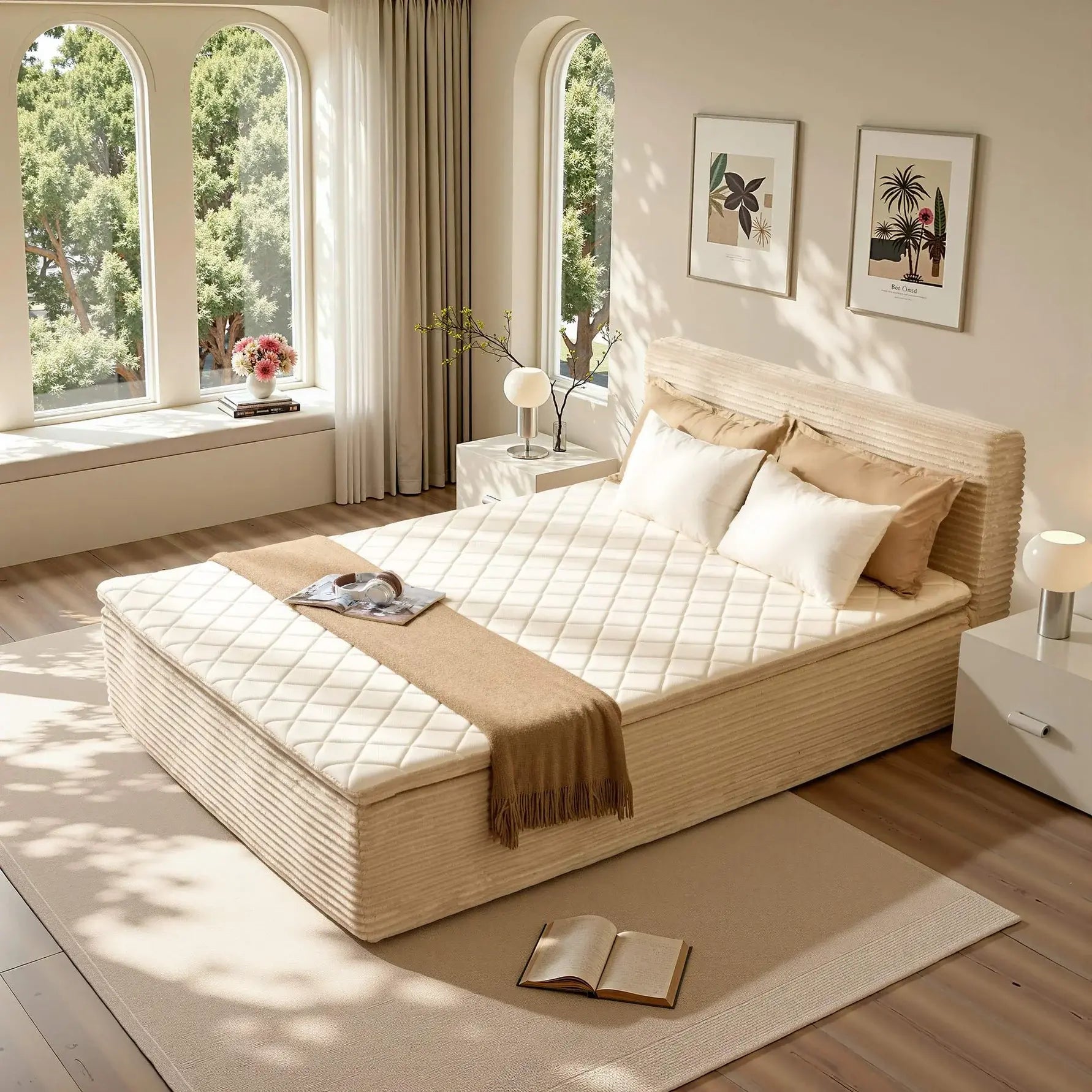 Transform Your Space with the Ovios 3-In-1 Sofa Bed Mattress - Effortless Comfort and Style with Removable Headboard, Integrated Frame, and Premium Memory Foam