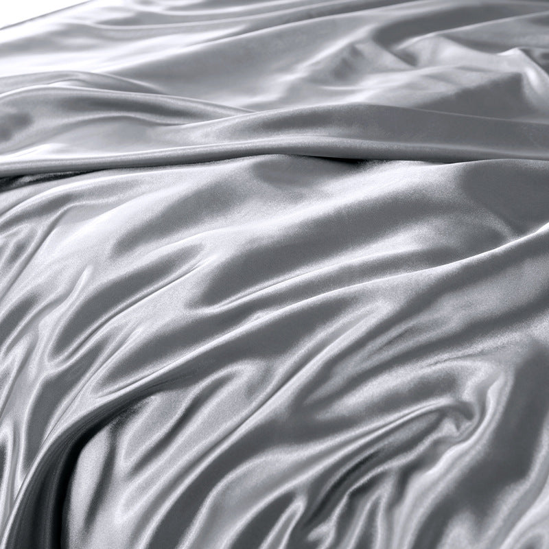 Solid Color Double-Sided Silk Quilt Cover Ice Silk Bed Sheet
