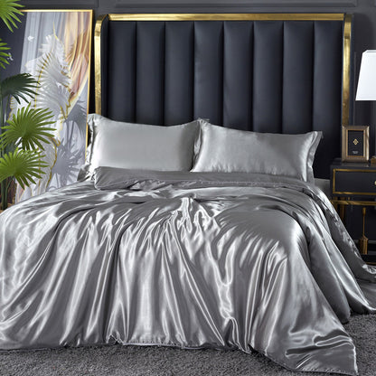 Solid Color Double-Sided Silk Quilt Cover Ice Silk Bed Sheet