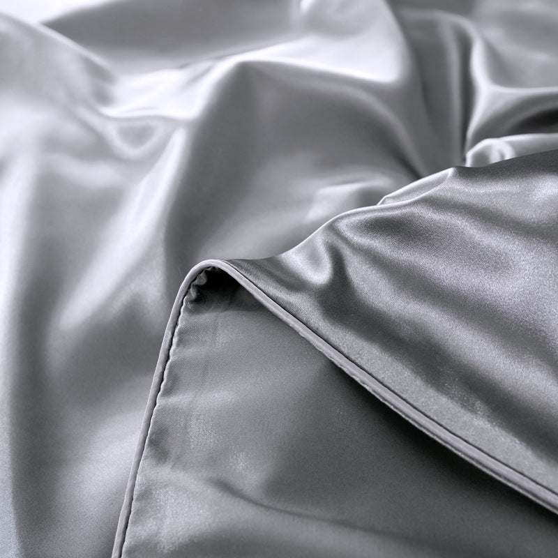 Solid Color Double-Sided Silk Quilt Cover Ice Silk Bed Sheet